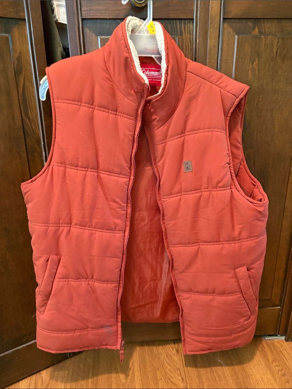 Coleman womens Red Quilted Puffer Vest with Sherpa Lining